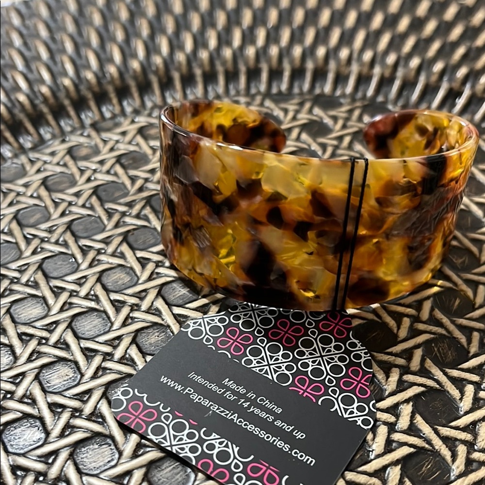 2 for $10 Paparazzi Haute Under The Collar Yellow Brown Bracelet Cuff Style